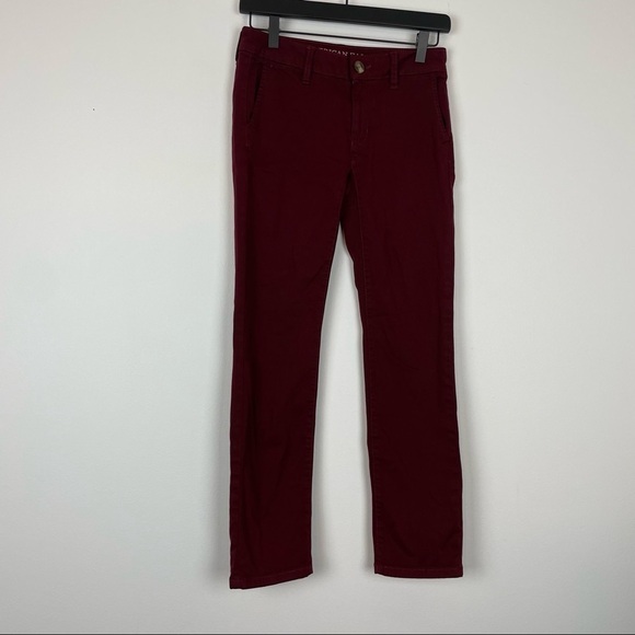 American Eagle SZ 0 Short Burgundy Super Stretch Skinny Ankle Mid Rise - Picture 1 of 5